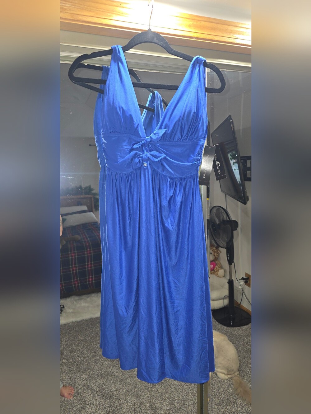 Carmen Marc Valvo Resort Blue Womens Medium Dress